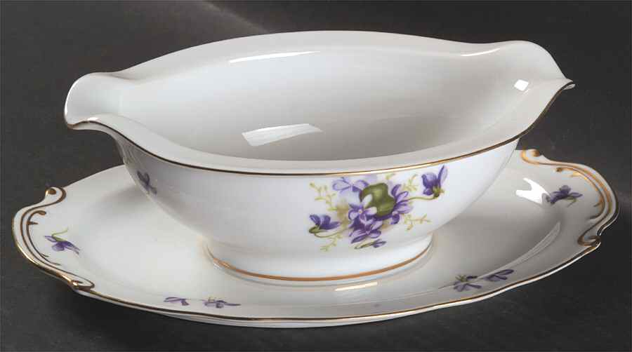 Spring Violets Gravy Boat with Attached Underplate by Rossetti-1