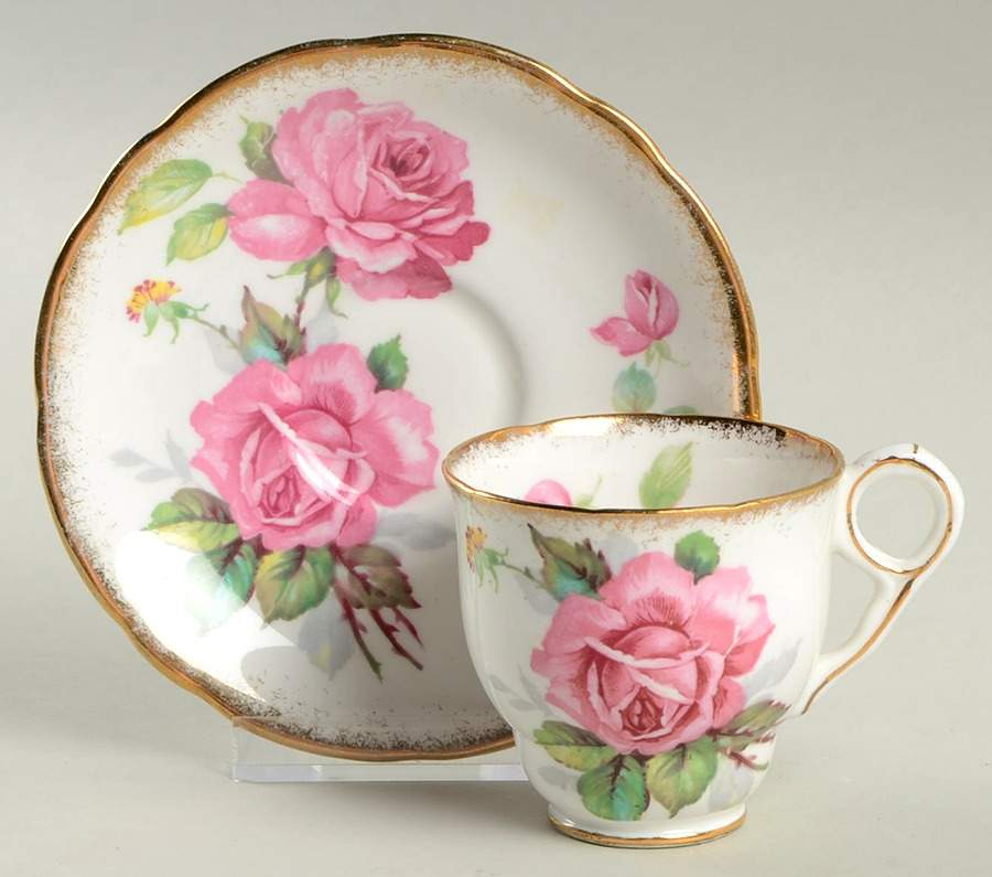 Berkeley Rose Footed Demitasse Cup & Saucer Set by Royal Stafford-1