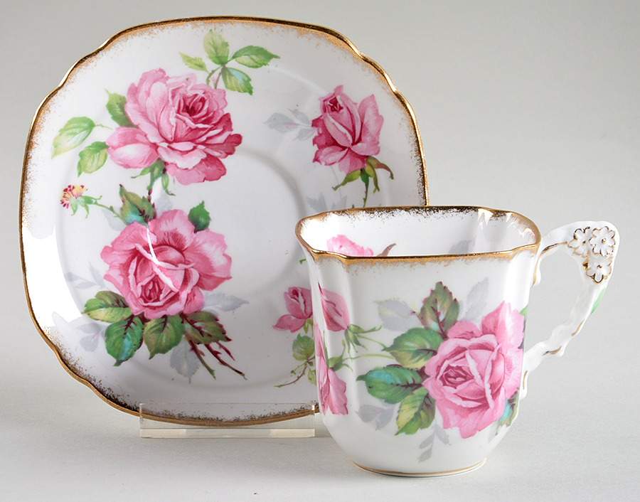 Berkeley Rose Flat Cup & Saucer Set by Royal Stafford-1