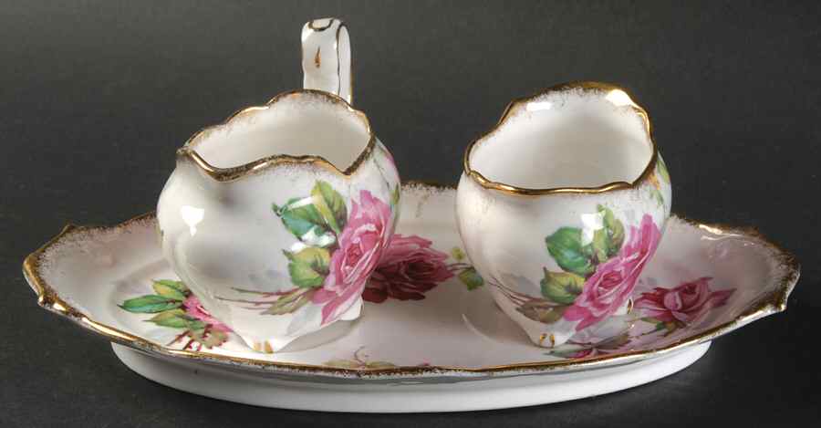 Berkeley Rose Mini Creamer & Open Sugar with Tray by Royal Stafford-1
