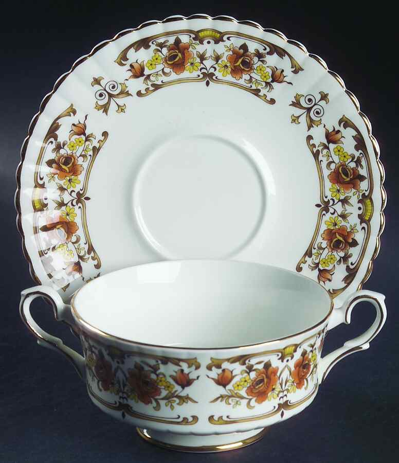 Clovelly Footed Cream Soup Bowl & Saucer Set by Royal Stafford-1