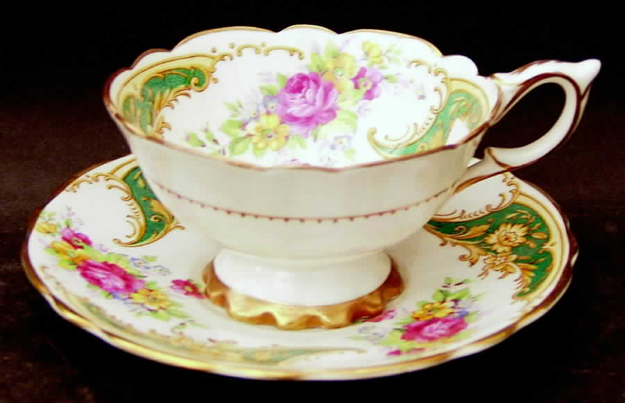 Gloria Green Footed Cup & Saucer Set by Royal Stafford-1