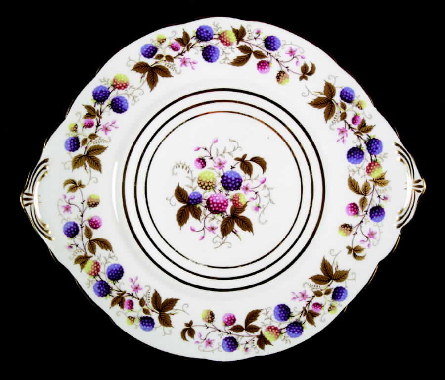Golden Bramble (3 Gold Lines) Handled Cake Plate by Royal Stafford-1