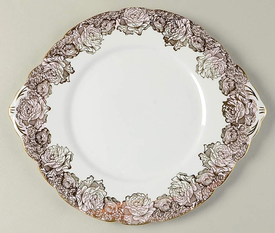 Golden Bouquet Handled Cake Plate by Royal Stafford-1