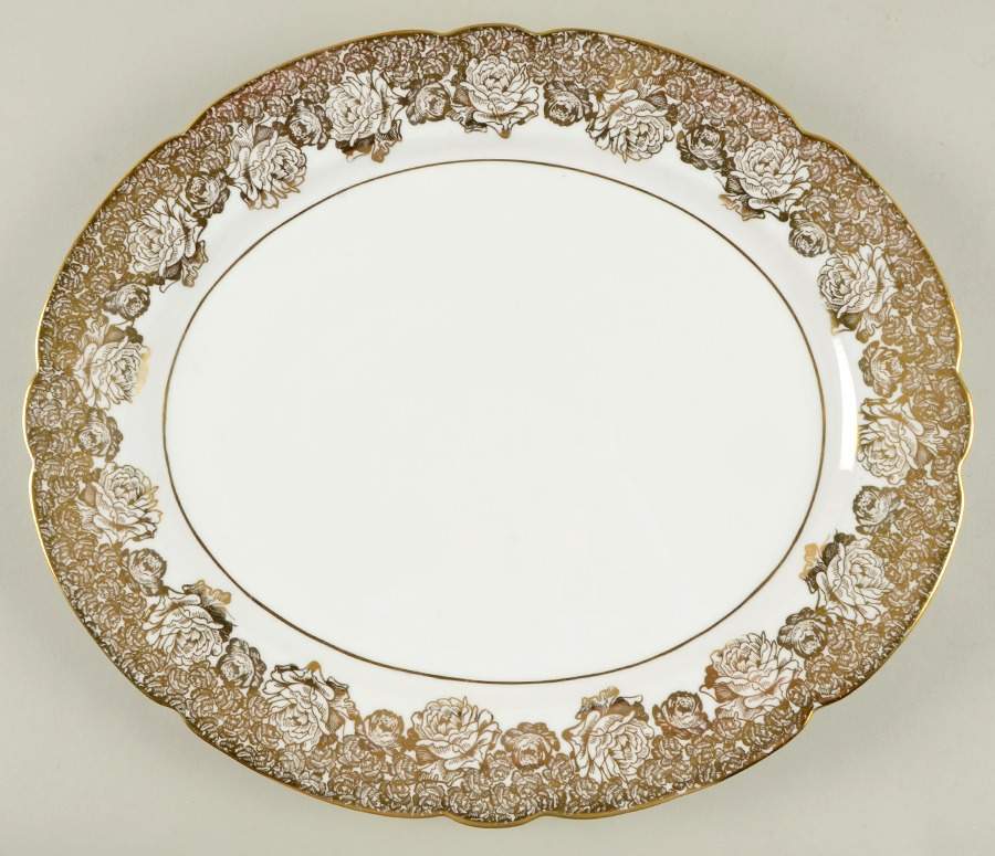 Golden Bouquet 14" Oval Serving Platter by Royal Stafford-1