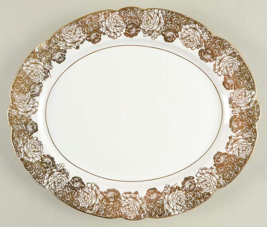 Golden Bouquet 12" Oval Serving Platter by Royal Stafford-1