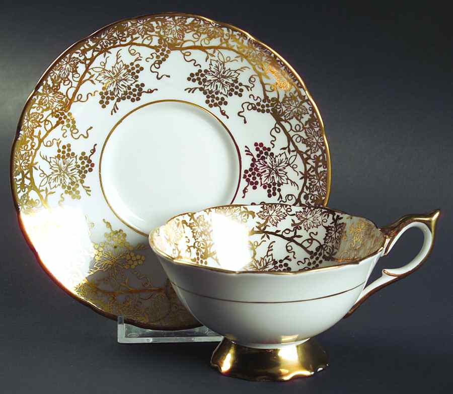 Grape Vine Footed Cup & Saucer Set by Royal Stafford-1