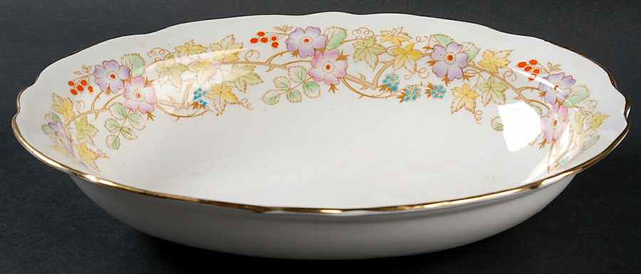 Hedgerow (Bone, Vine with Berries) 9" Oval Vegetable Bowl by Royal Stafford-1