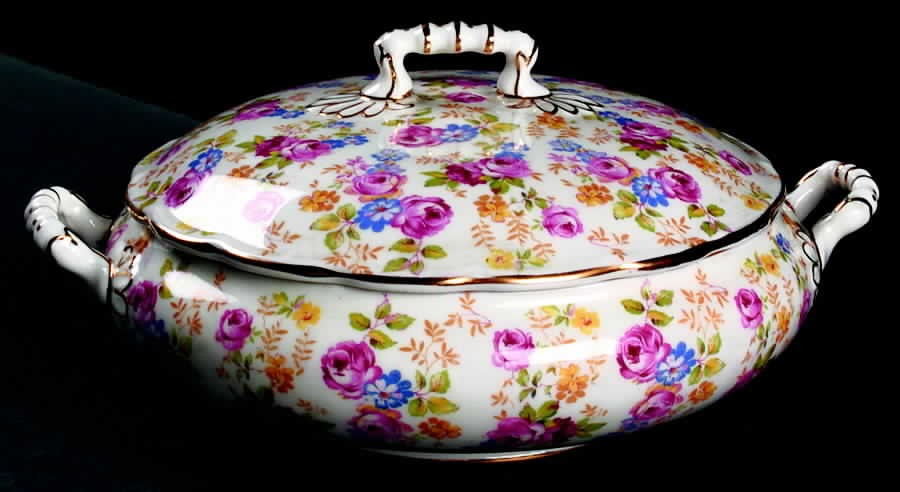 June Roses Round Covered Vegetable by Royal Stafford-1