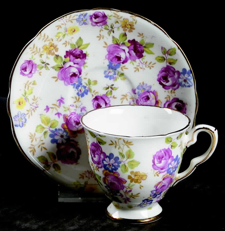 June Roses Footed Demitasse Cup & Saucer Set by Royal Stafford-1