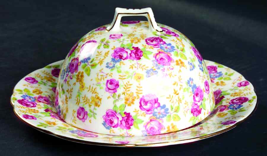 June Roses Round Covered Butter by Royal Stafford-1