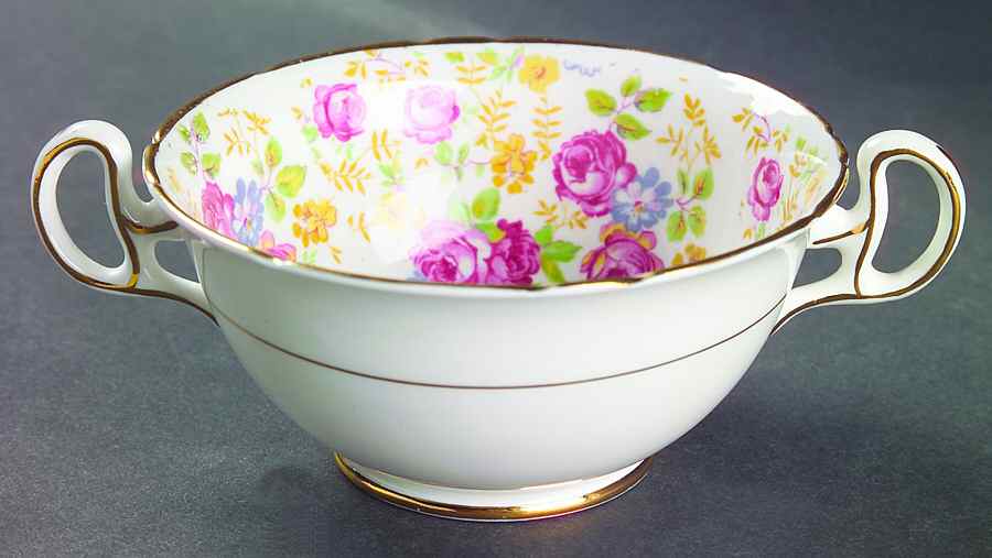 June Roses Footed Cream Soup Bowl by Royal Stafford-1
