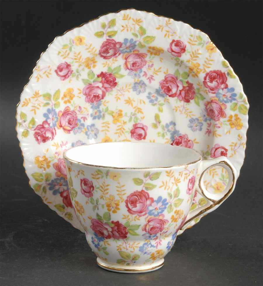 June Roses Footed Cup & Saucer Set by Royal Stafford-1