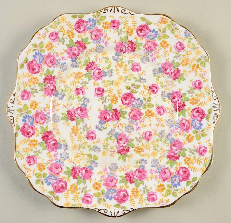 June Roses Square Luncheon Plate by Royal Stafford-1