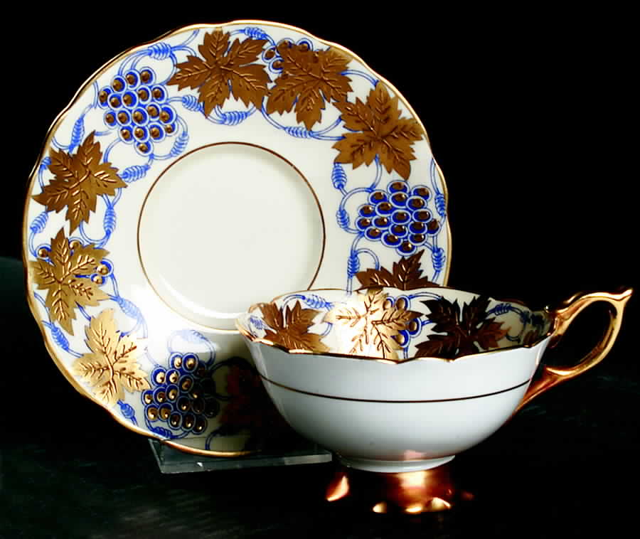 La Vigne D'Or Blue Footed Cup & Saucer Set by Royal Stafford-1