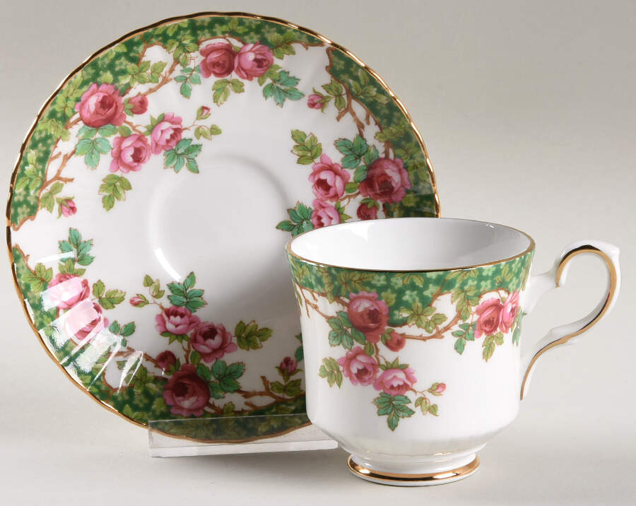 Olde English Garden Green Footed Demitasse Cup & Saucer Set by Royal Stafford-1