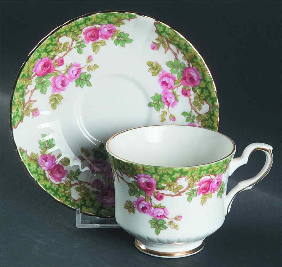 Olde English Garden Green Footed Cup & Saucer Set by Royal Stafford-1