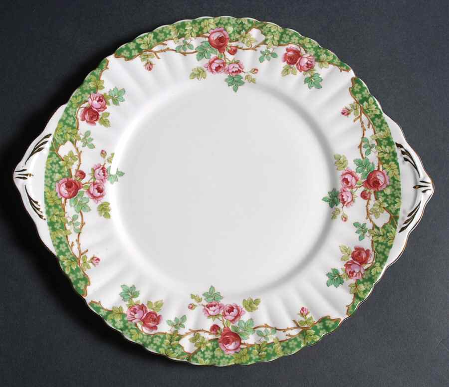 Olde English Garden Green Handled Cake Plate by Royal Stafford-1