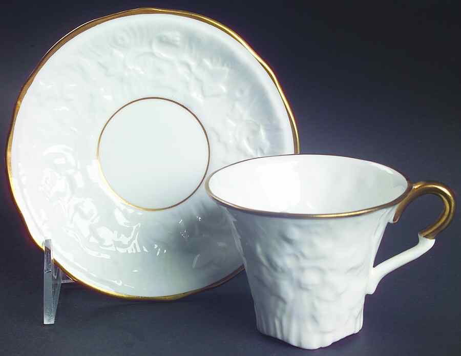 Old English Oak Gold Flat Demitasse Cup & Saucer Set by Royal Stafford-1