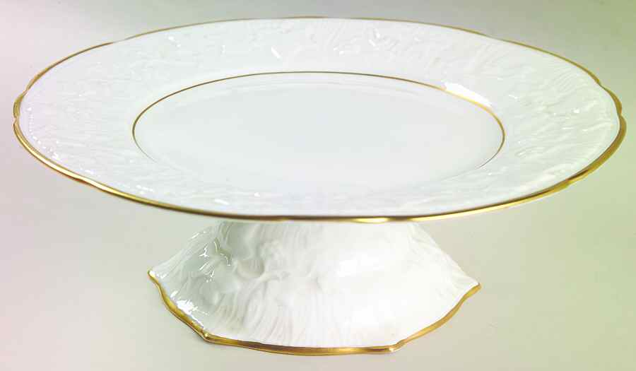 Old English Oak Gold 9" Diameter Pedestal Cake Stand by Royal Stafford-1