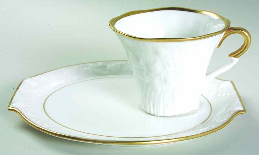 Old English Oak Gold Snack Plate & Cup Set by Royal Stafford-1
