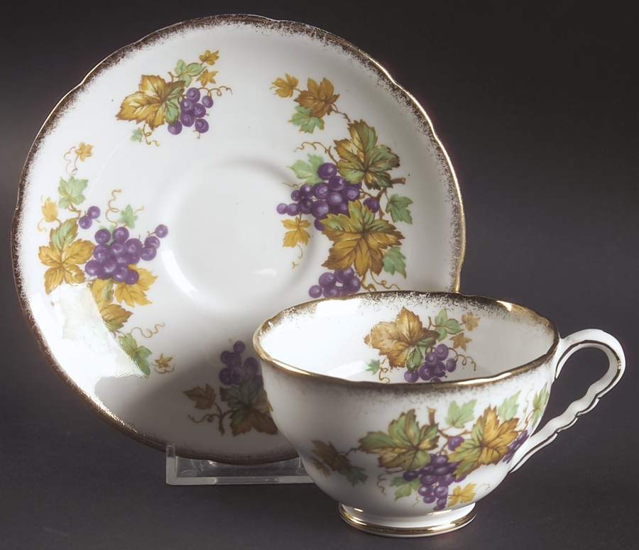 Oregon Grapes Footed Cup & Saucer Set by Royal Stafford-1