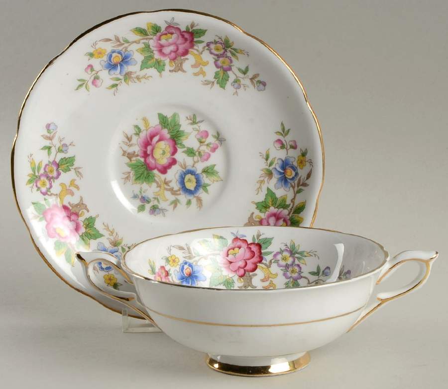 Rochester Footed Cream Soup Bowl & Saucer Set by Royal Stafford-1