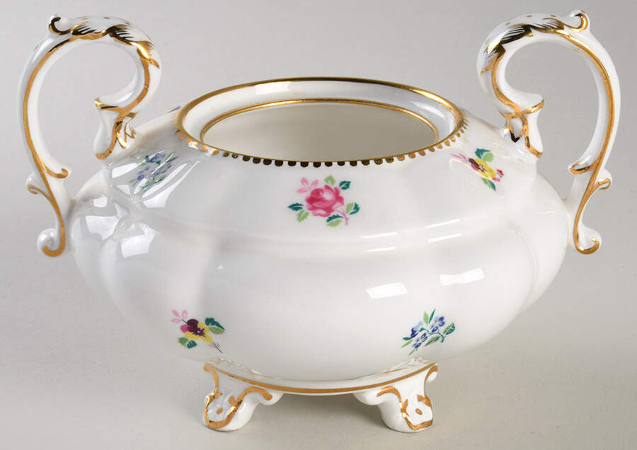 Rose, Pansy, Forget Me Not Sugar Bowl No Lid by Royal Stafford-1