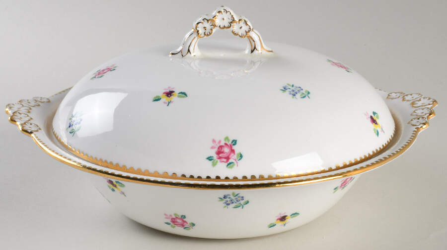 Rose, Pansy, Forget Me Not Round Covered Vegetable by Royal Stafford-1