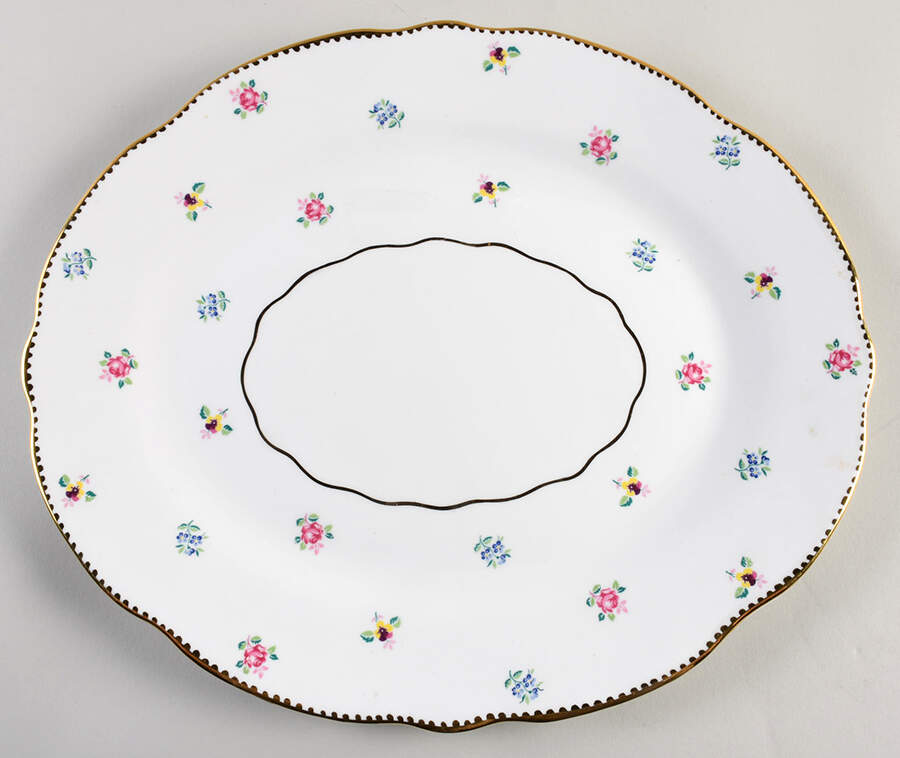 Rose, Pansy, Forget Me Not 14" Oval Serving Platter by Royal Stafford-1