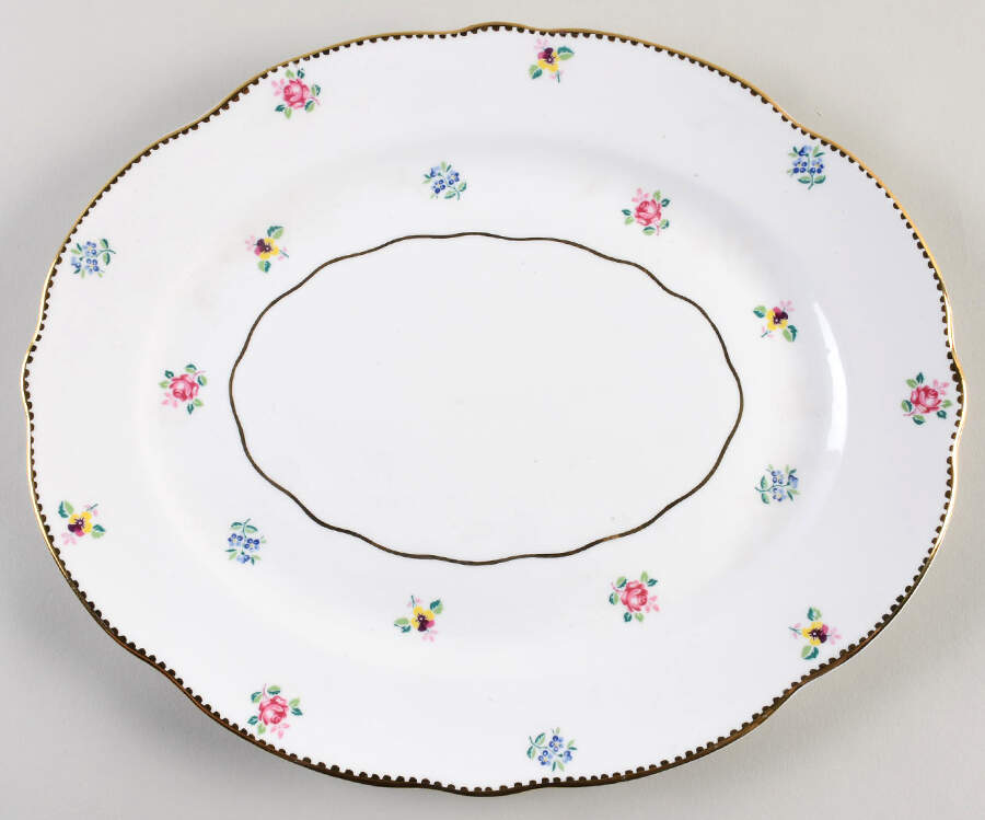 Rose, Pansy, Forget Me Not 12" Oval Serving Platter by Royal Stafford-1