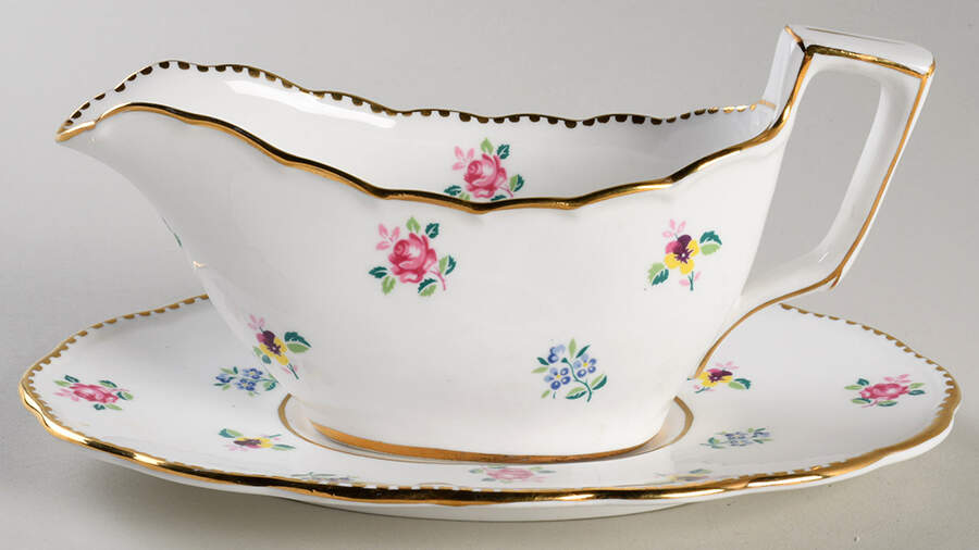 Rose, Pansy, Forget Me Not Gravy Boat & Underplate by Royal Stafford-1