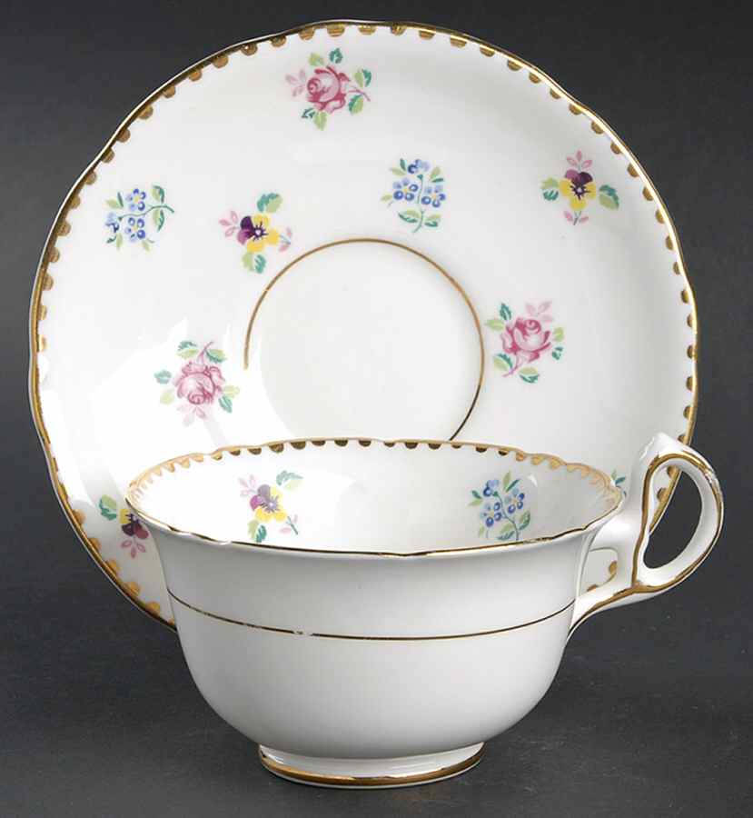 Rose, Pansy, Forget Me Not Footed Cup & Saucer Set by Royal Stafford-1