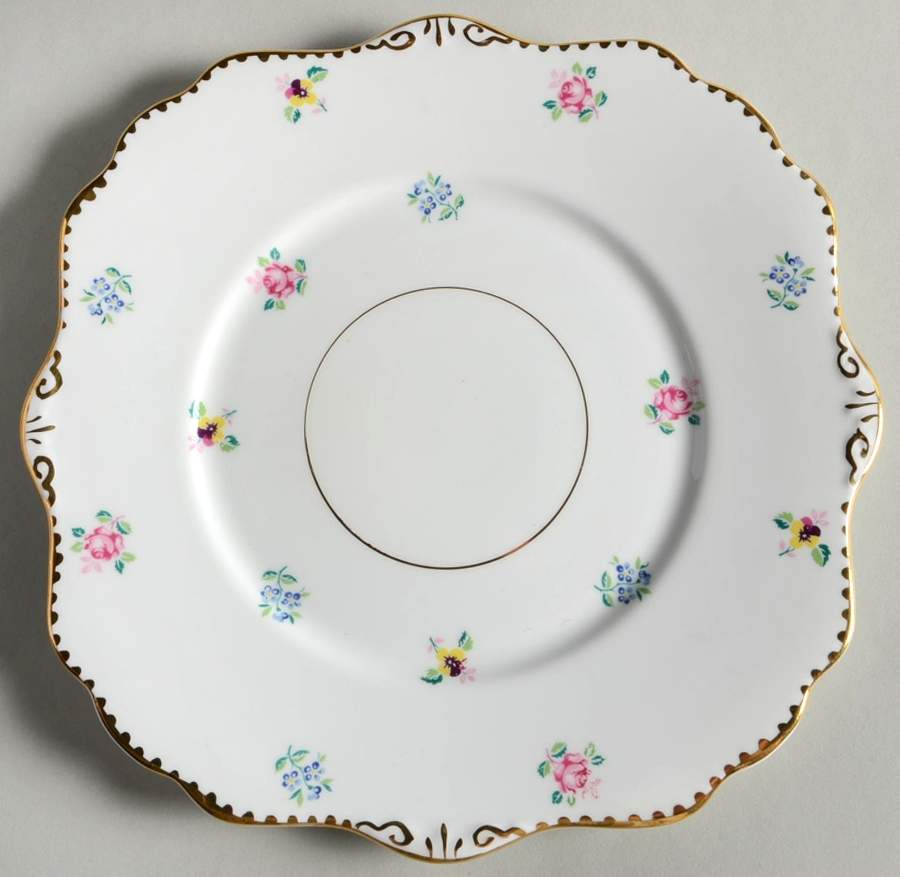 Rose, Pansy, Forget Me Not Square Handled Cake Plate by Royal Stafford-1