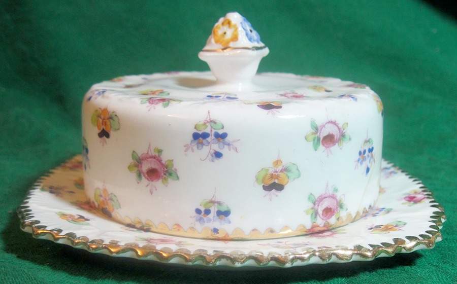 Rose, Pansy, Forget Me Not Round Covered Butter by Royal Stafford-1