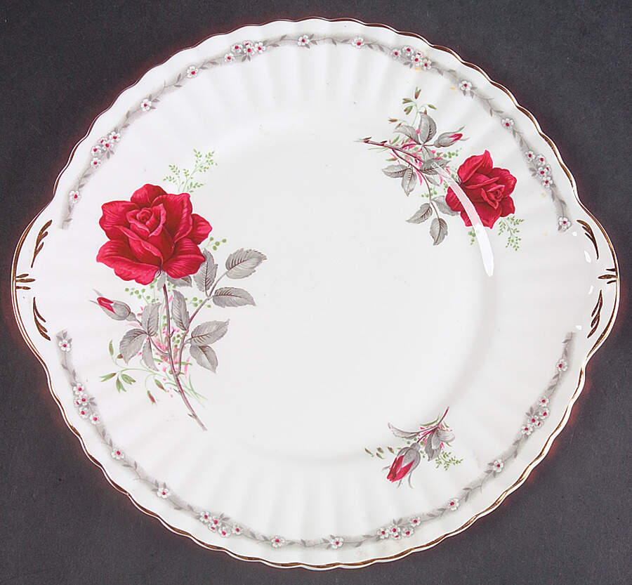 Roses To Remember (Fluted) Handled Cake Plate by Royal Stafford-1
