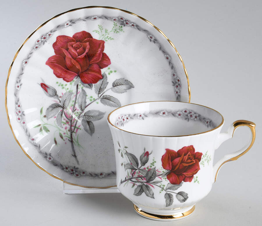 Roses To Remember (Fluted) Footed Cup & Saucer Set by Royal Stafford-1