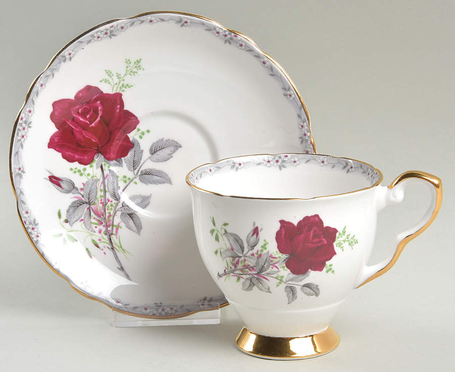 Roses To Remember (Scalloped) Footed Cup & Saucer Set by Royal Stafford-1