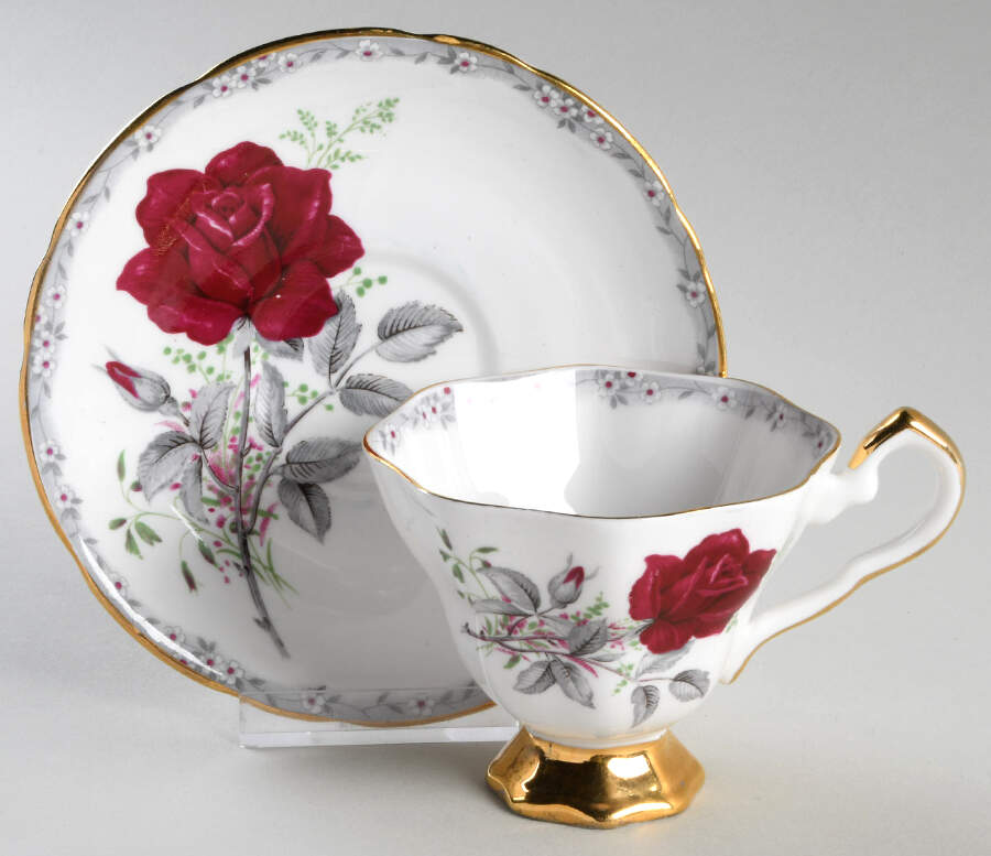 Roses To Remember (Scalloped) Footed Cup & Saucer Set by Royal Stafford-1