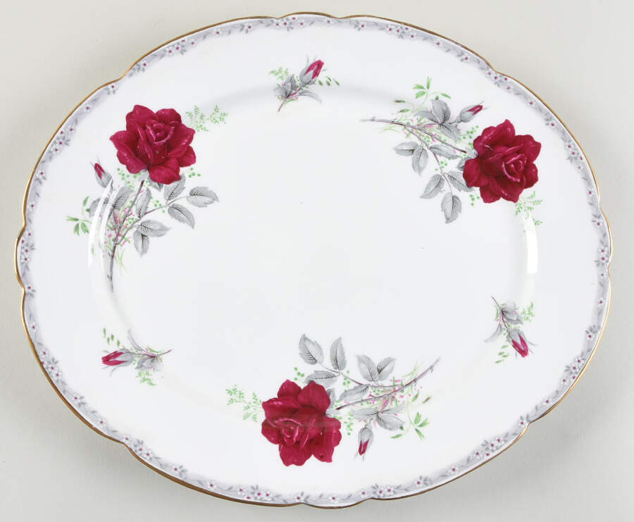 Roses To Remember (Scalloped) 12" Oval Serving Platter by Royal Stafford-1
