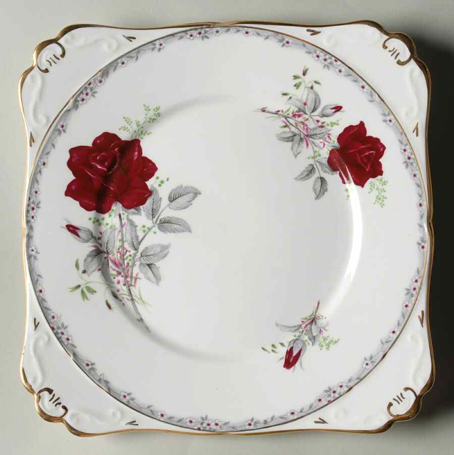 Roses To Remember (Scalloped) Square Cake Plate by Royal Stafford-1