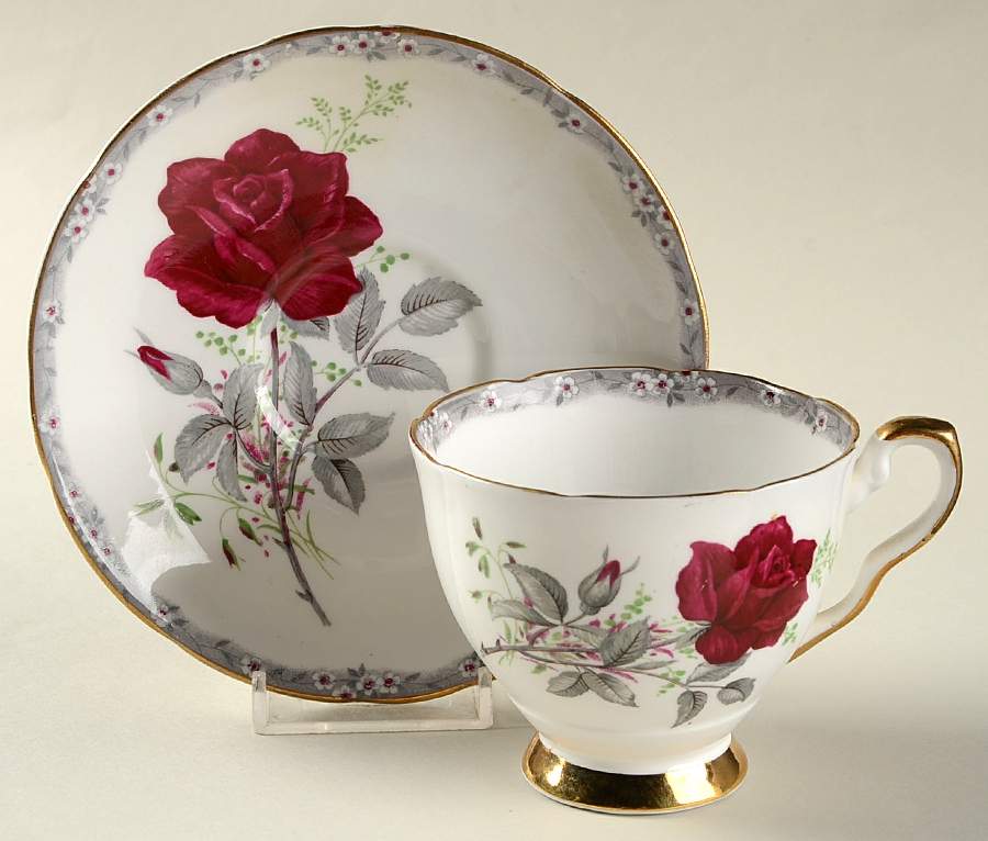 Roses To Remember (Scalloped) Footed Cup & Saucer Set by Royal Stafford-1