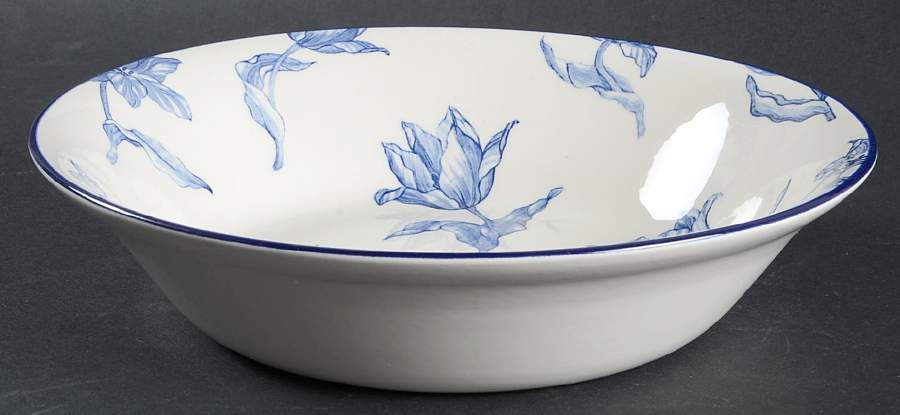 Tulipa (Blue Trim) 9" Round Vegetable Bowl by Royal Stafford-1