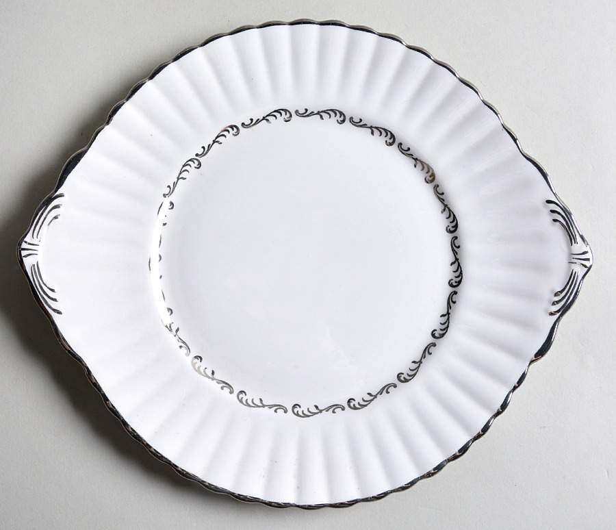 St. Regis Platinum Handled Cake Plate by Royal Stafford-1