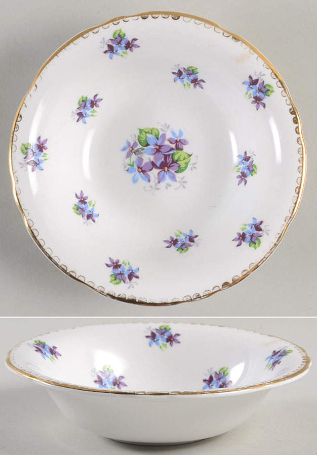 Sweet Violets (Not Embossed, Gold Drops Edge) Fruit/Dessert (Sauce) Bowl by Royal Stafford-1