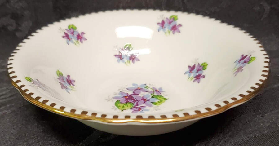 Sweet Violets (Not Embossed, Gold Drops Edge) Fruit/Dessert (Sauce) Bowl by Royal Stafford-1