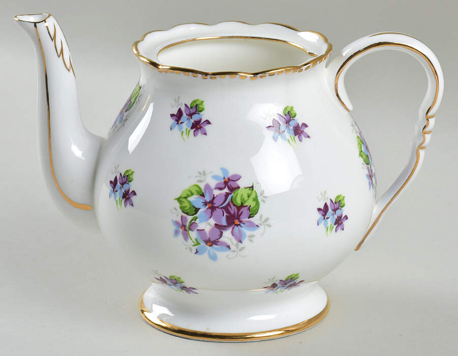 Sweet Violets (Not Embossed, Gold Drops Edge) Mini Teapot No Lid by Royal Stafford-1