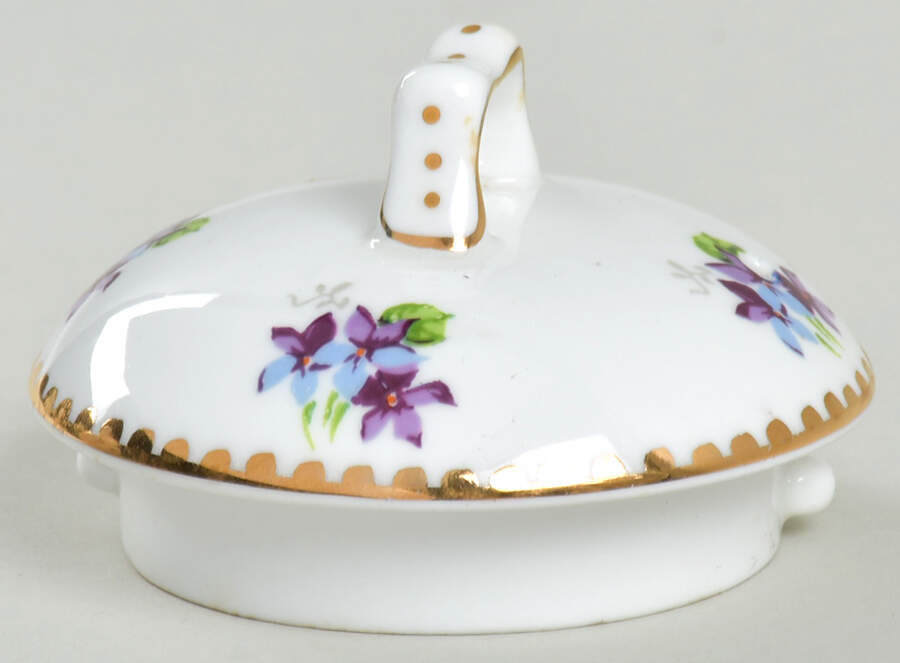 Sweet Violets (Not Embossed, Gold Drops Edge) Lid for Mini Teapot by Royal Stafford-1