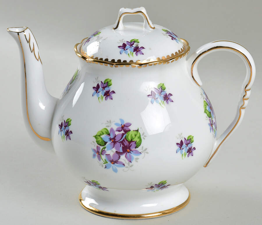 Sweet Violets (Not Embossed, Gold Drops Edge) Mini Teapot & Lid by Royal Stafford-1