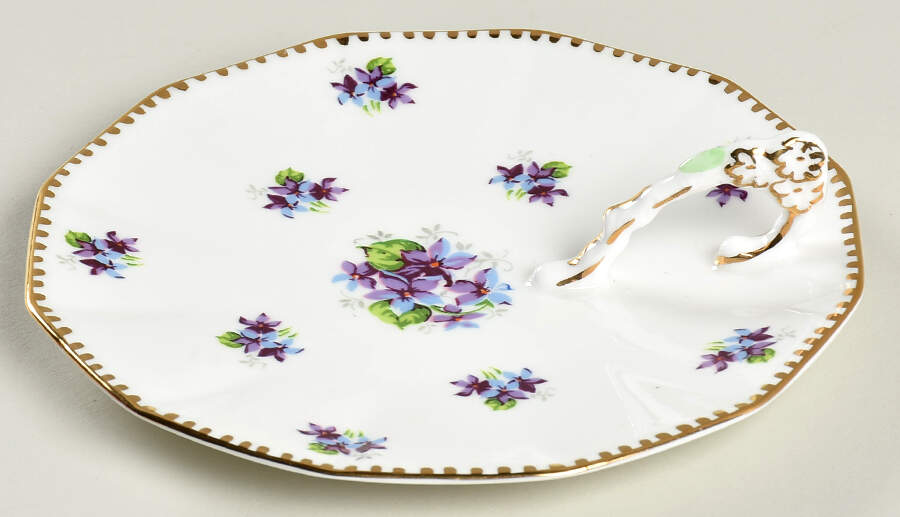 Sweet Violets (Not Embossed, Gold Drops Edge) Lemon Dish by Royal Stafford-1